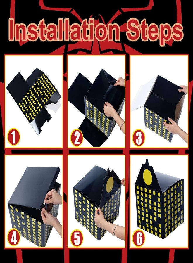 Weekgrat 6 Pcs Large Hero Party Favor Boxes 11 Inch Skyscraper City Gift Hero Theme Candy Treat Boxes City Skyline Buildings Heroes Centerpiece for Boys Girls Birthday Party Decoration(Bright Color) - Image 3